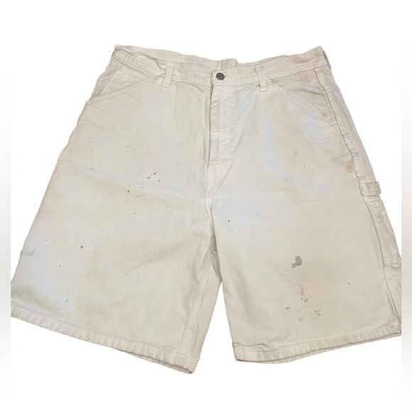 VTG Caboose white painters Bermuda distressed Jorts shorts size 36 - Picture 1 of 14